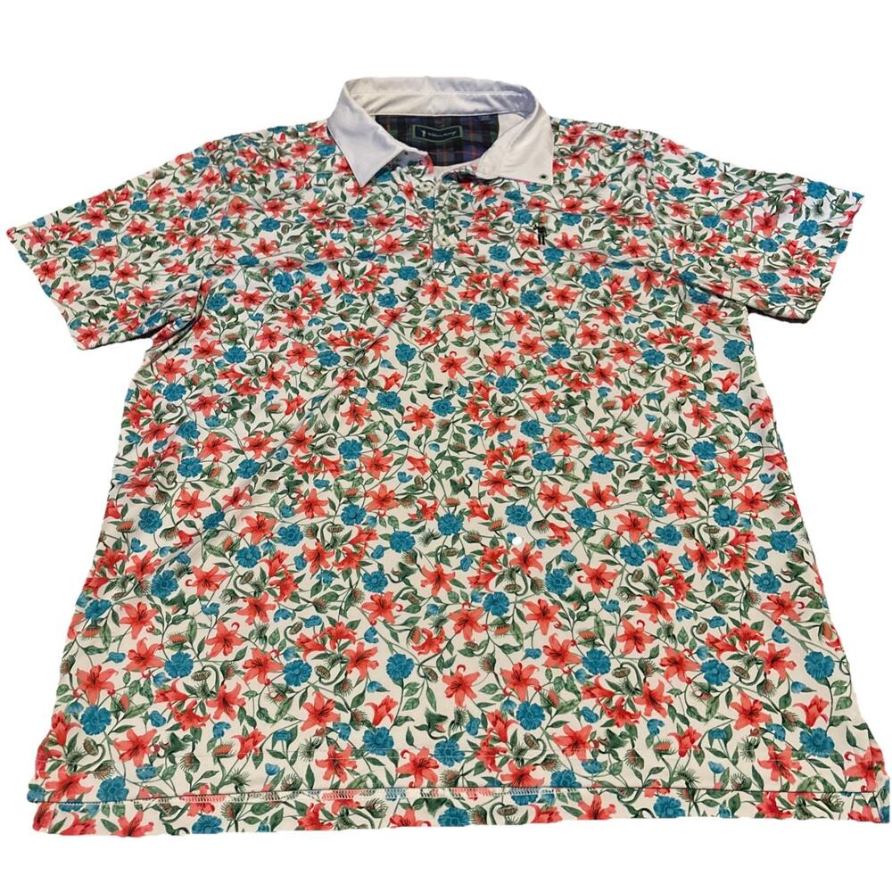 William Murray Shirt Large Floral Venus Fly Trap Performance Golf Short Sleeve